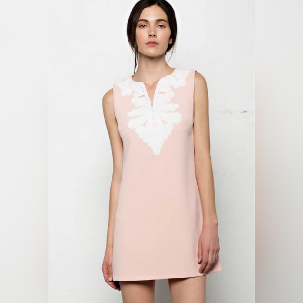 Blush and white dress with vintage detail